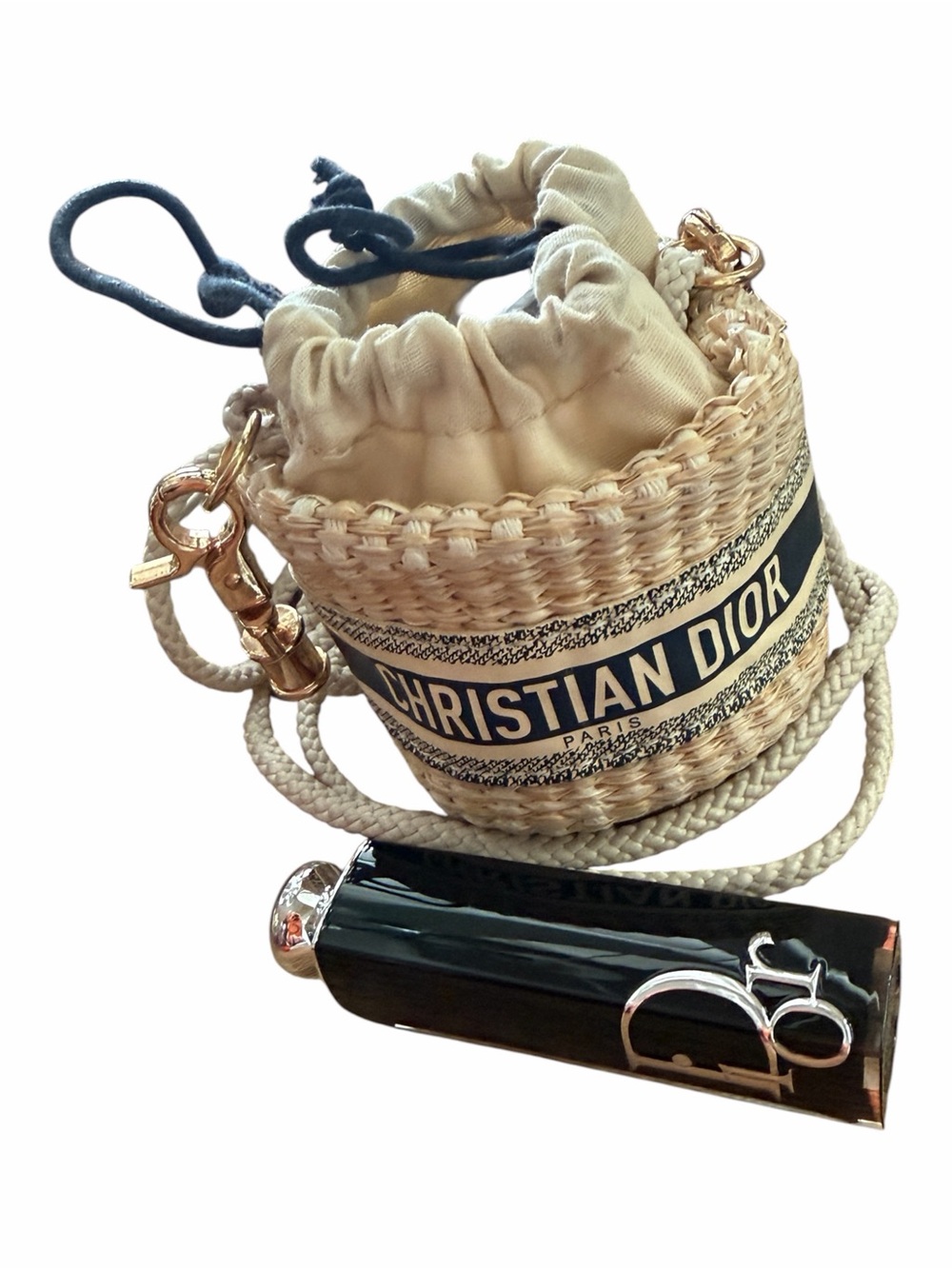 Christian Dior Beauty Mini Raffia Bucket Crossbody Bag New - Picture 10 of 14